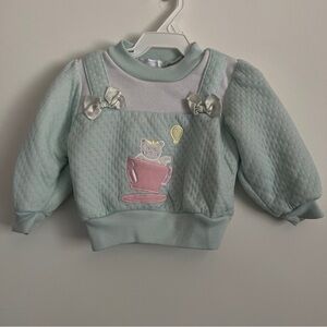Vintage All Mine Pastel Kitty Baby Girl Sweater-Size 12 Months